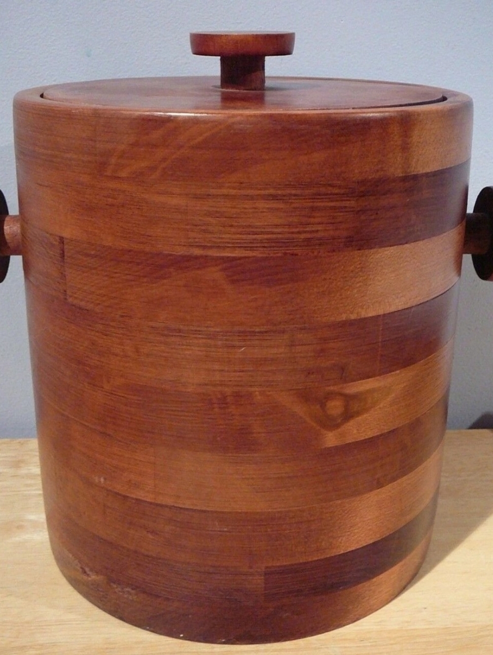 Vintage Baribocraft Teak & Maple Wood Ice Bucket Made in Canada lot 2